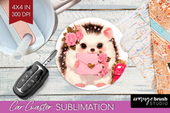 Baby Hedgehog Valentine Car Coaster Cute Valentines Day PNG Product Image 1