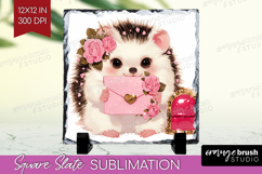 Baby Hedgehog Valentine Slate PNG Cute Valentines Day Square Product Image 1