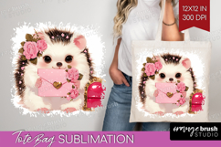 Baby Hedgehog Valentine Tote Bag Cute Valentines Day Tote Product Image 1