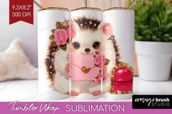 Baby Hedgehog Valentine Tumbler Wrap Cute Valentines Day PNG Product Image 1