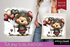 Baby Hedgehogo Valentine Tote Bag Whimsical Animal Tote Bag Product Image 1