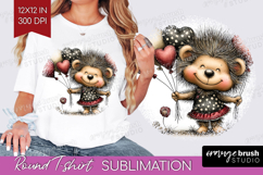 Baby Hedgehogo Valentine Round Tshirt Background Whimsical Product Image 1
