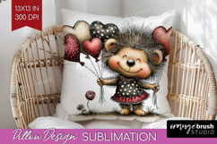 Baby Hedgehogo Valentine Pillow Sublimation Whimsical Animal Product Image 1