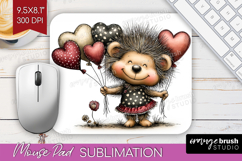 Baby Hedgehogo Valentine Mouse Pad Sublimation Whimsical Product Image 1