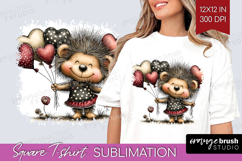 Baby Hedgehogo Valentine Square Tshirt Background Whimsical Product Image 1