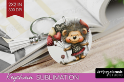 Baby Hedgehogo Valentine Keychain PNG Whimsical Animal Product Image 1