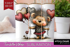 Baby Hedgehogo Valentine Tumbler Wrap Whimsical Animal PNG Product Image 1