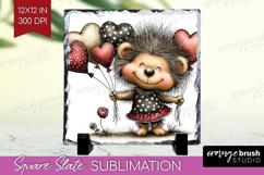 Baby Hedgehogo Valentine Slate PNG Whimsical Animal Square Product Image 1