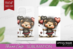 Baby Hedgehogo Valentine Phone Case PNG Whimsical Animal PNG Product Image 1
