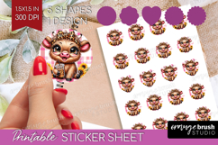 Highland Cow Round Sticker - Summer Printable Sticker Sheet Product Image 1