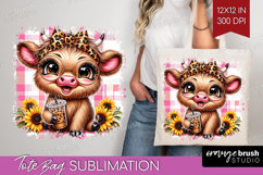 Highland Cow Tote Bag - Summer Tote Bag PNG Sublimation Product Image 1