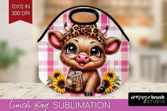 Highland Cow Lunch Bag - Summer Lunch Bug PNG Sublimation Product Image 1