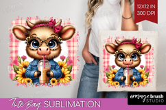 Highland Cow Tote Bag - Summer Tote Bag PNG Sublimation Product Image 1