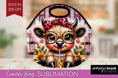 Highland Cow Lunch Bag - Summer Lunch Bug PNG Sublimation Product Image 1
