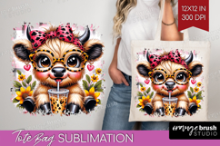 Highland Cow Tote Bag - Summer Tote Bag PNG Sublimation Product Image 1