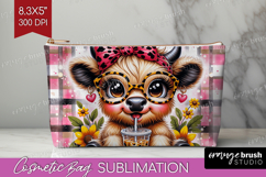 Highland Cow Cosmetic Bag - Summer Makeup Bag PNG Product Image 1