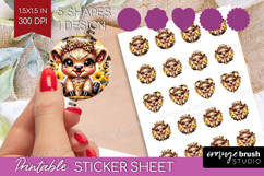 Highland Cow Round Sticker - Summer Printable Sticker Sheet Product Image 1