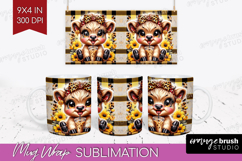Highland Cow Mug Wrap - Summer Mug PNG Sublimation Product Image 1