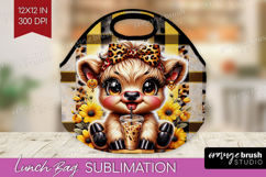 Highland Cow Lunch Bag - Summer Lunch Bug PNG Sublimation Product Image 1