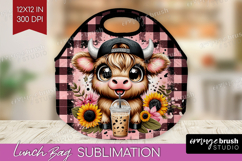 Highland Cow Lunch Bag - Summer Lunch Bug PNG Sublimation Product Image 1