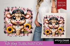 Highland Cow Tote Bag - Summer Tote Bag PNG Sublimation Product Image 1