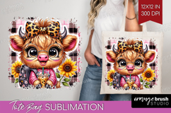 Highland Cow Tote Bag - Summer Tote Bag PNG Sublimation Product Image 1