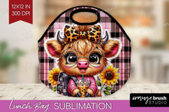 Highland Cow Lunch Bag - Summer Lunch Bug PNG Sublimation Product Image 1