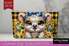 Highland Cow Cosmetic Bag - Summer Makeup Bag PNG Product Image 1