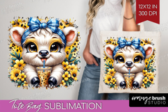 Highland Cow Tote Bag - Summer Tote Bag PNG Sublimation Product Image 1