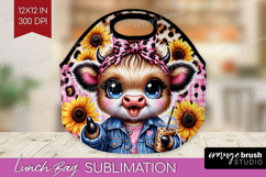 Highland Cow Lunch Bag - Summer Lunch Bug PNG Sublimation Product Image 1