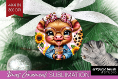 Highland Cow Ornament PNG - Summer PNG Sublimation Product Image 1