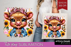 Highland Cow Tote Bag - Summer Tote Bag PNG Sublimation Product Image 1
