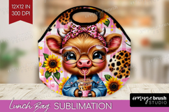 Highland Cow Lunch Bag - Summer Lunch Bug PNG Sublimation Product Image 1