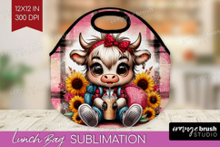 Highland Cow Lunch Bag - Summer Lunch Bug PNG Sublimation Product Image 1