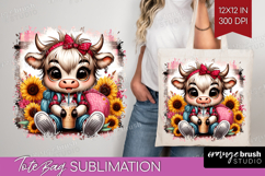 Highland Cow Tote Bag - Summer Tote Bag PNG Sublimation Product Image 1