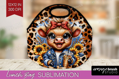Highland Cow Lunch Bag - Summer Lunch Bug PNG Sublimation Product Image 1