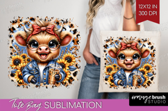Highland Cow Tote Bag - Summer Tote Bag PNG Sublimation Product Image 1