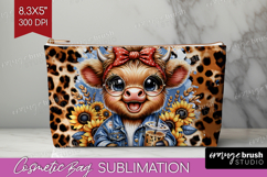 Highland Cow Cosmetic Bag - Summer Makeup Bag PNG Product Image 1
