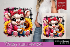 Highland Cow Tote Bag - Summer Tote Bag PNG Sublimation Product Image 1