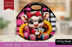 Highland Cow Lunch Bag - Summer Lunch Bug PNG Sublimation Product Image 1