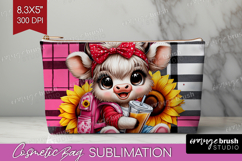 Highland Cow Cosmetic Bag - Summer Makeup Bag PNG Product Image 1