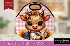 Highland Cow Lunch Bag - Summer Lunch Bug PNG Sublimation Product Image 1