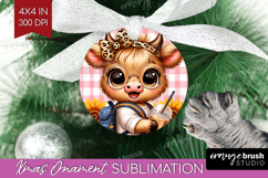 Highland Cow Ornament PNG - Summer PNG Sublimation Product Image 1