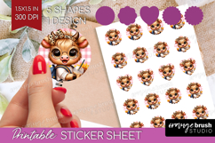 Highland Cow Round Sticker - Summer Printable Sticker Sheet Product Image 1