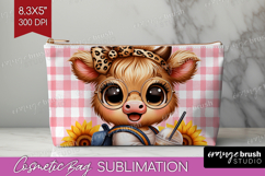 Highland Cow Cosmetic Bag - Summer Makeup Bag PNG Product Image 1