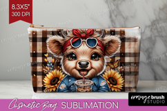 Highland Cow Cosmetic Bag - Summer Makeup Bag PNG Product Image 1