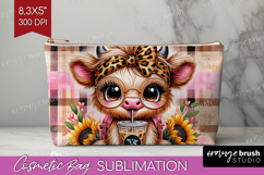 Highland Cow Cosmetic Bag - Summer Makeup Bag PNG Product Image 1