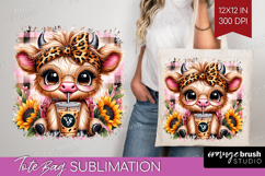 Highland Cow Tote Bag - Summer Tote Bag PNG Sublimation Product Image 1