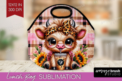 Highland Cow Lunch Bag - Summer Lunch Bug PNG Sublimation Product Image 1