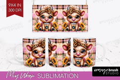 Highland Cow Mug Wrap - Summer Mug PNG Sublimation Product Image 1
